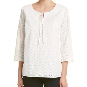 NWT HIHO White Eyelet top XS long sleeve blouse